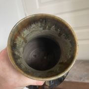 Old Vase Pot ATELIER ART LABREC Glazed Stoneware Green Brown France Pottery