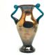 Postmodern vase, copper and turquoise glass, Huta Hortensja, Poland, 1970s
