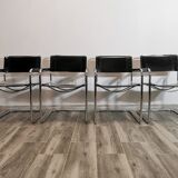 Mid-century chromed leather chairs