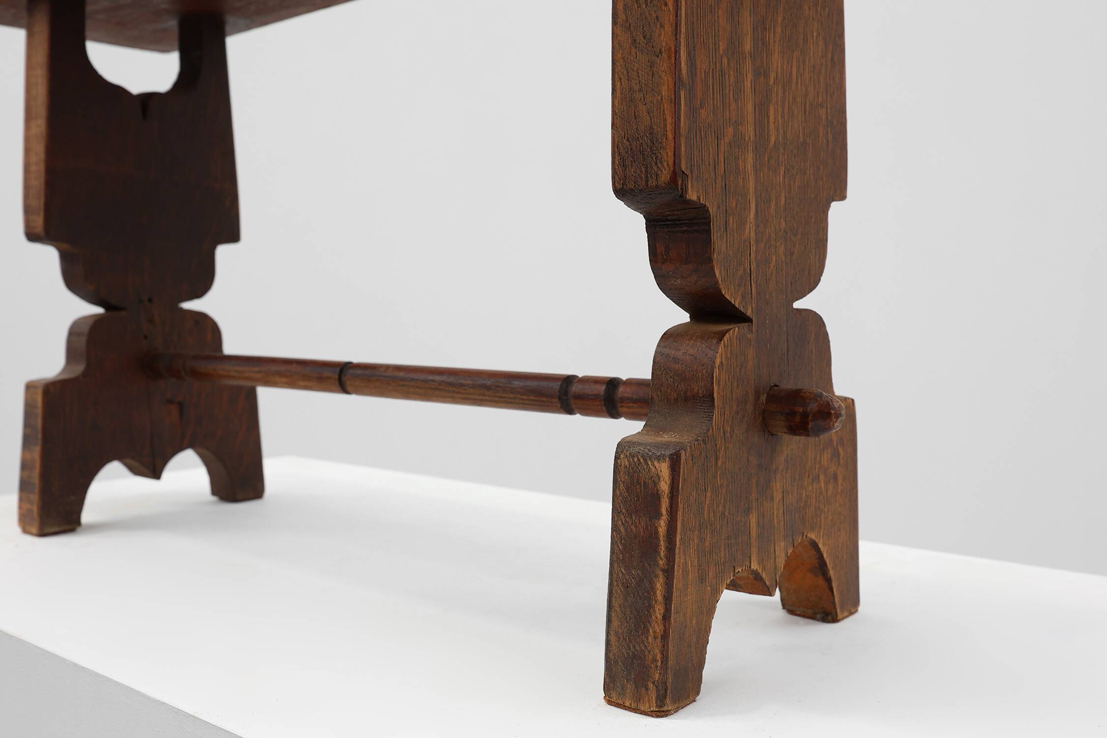 Rustic French solid Oak Bench, France, circa 1900