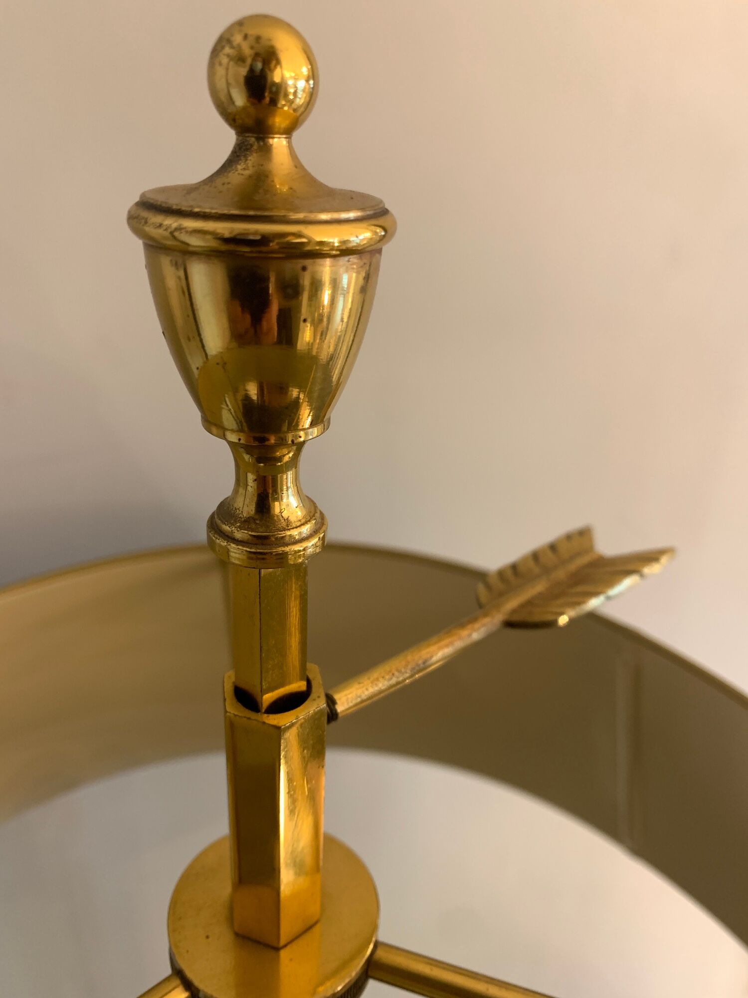 Hot water bottle lamp, 3 lights in bronze Lucien Gau, XXth