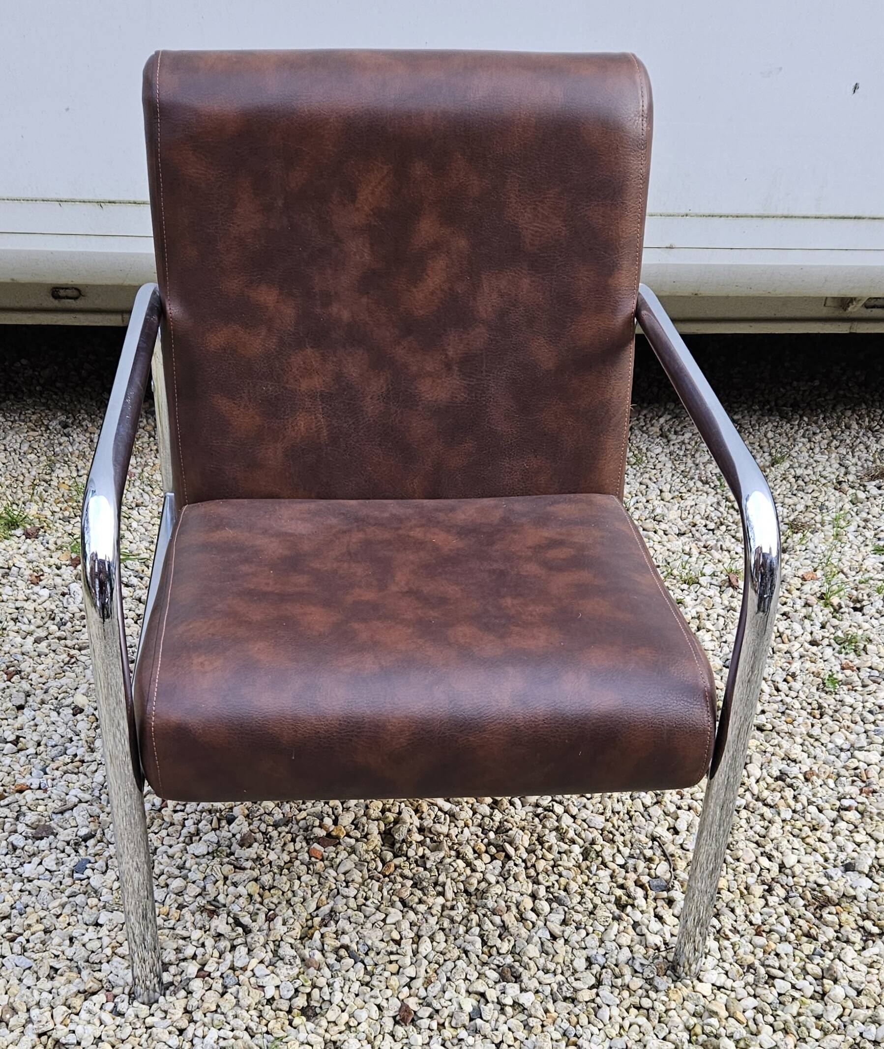 Vintage armchair in brown Skai