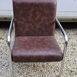 Vintage armchair in brown Skai