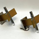 Mid-Century Modern set of eight brass and chrome sconces by Sciolari. Italy 1970s