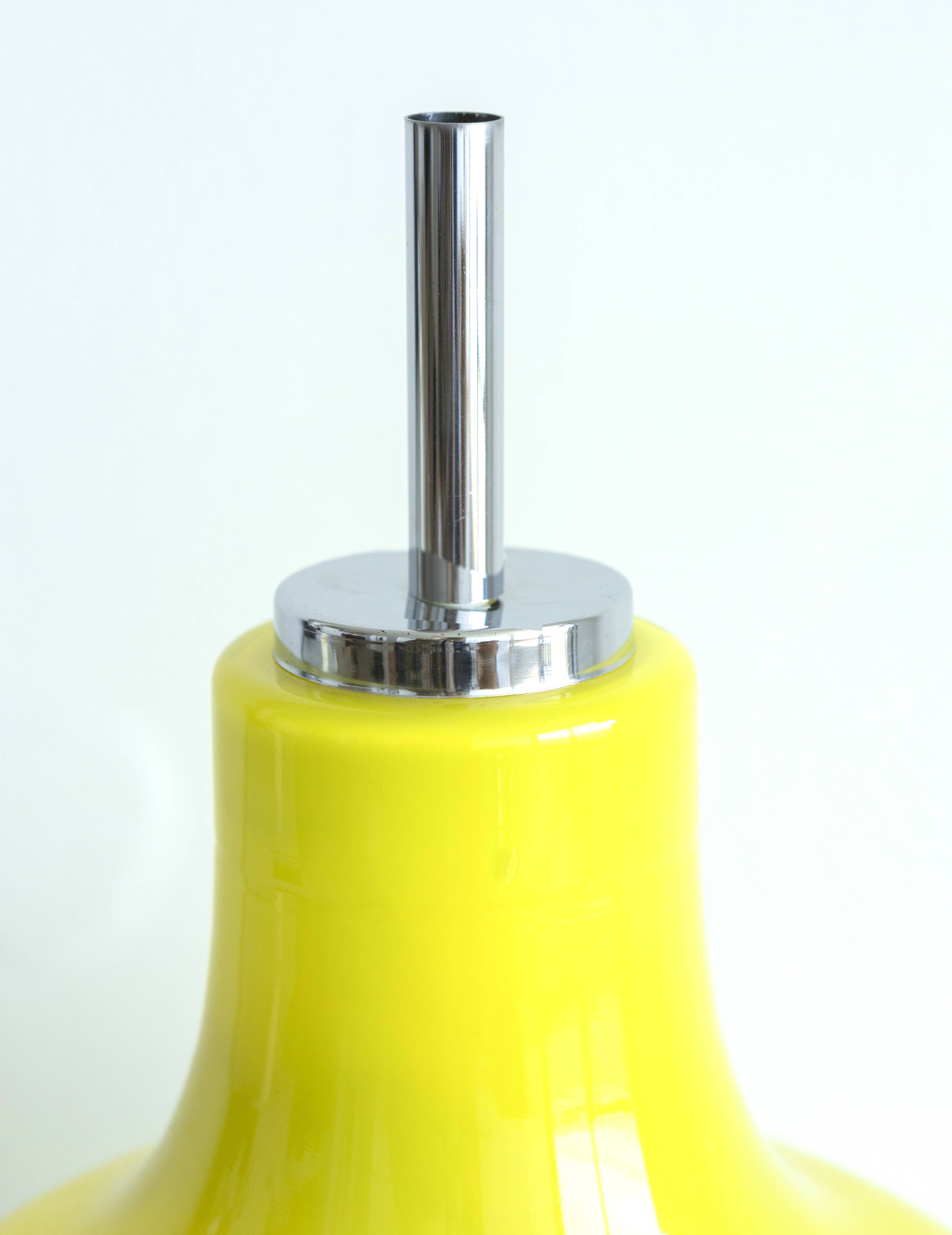 Vintage glass pendant lamp 70s yellow