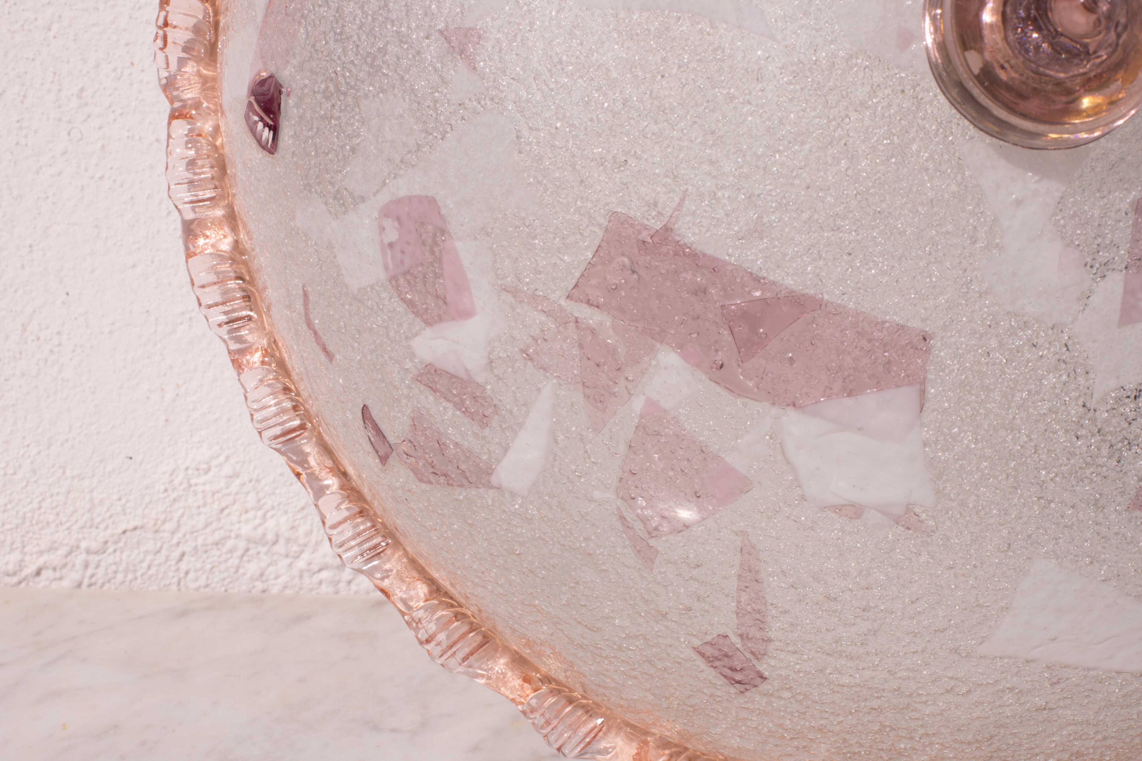 Charming Italian Multicolor and Pink Murano Glass Ceiling Fixture, Murano,