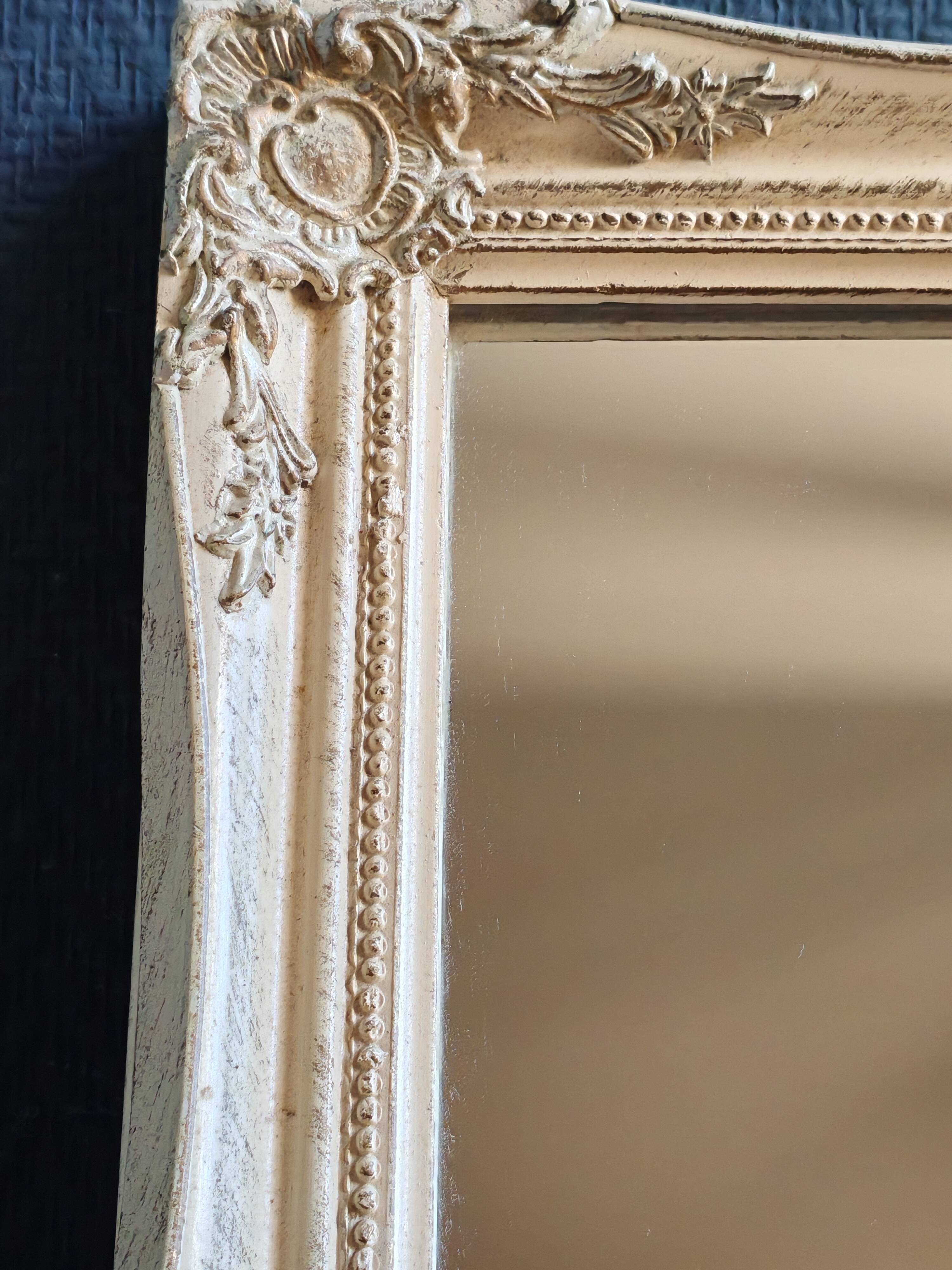 Vintage Rectangular Wall Mirror – Carved Solid Wood Frame
