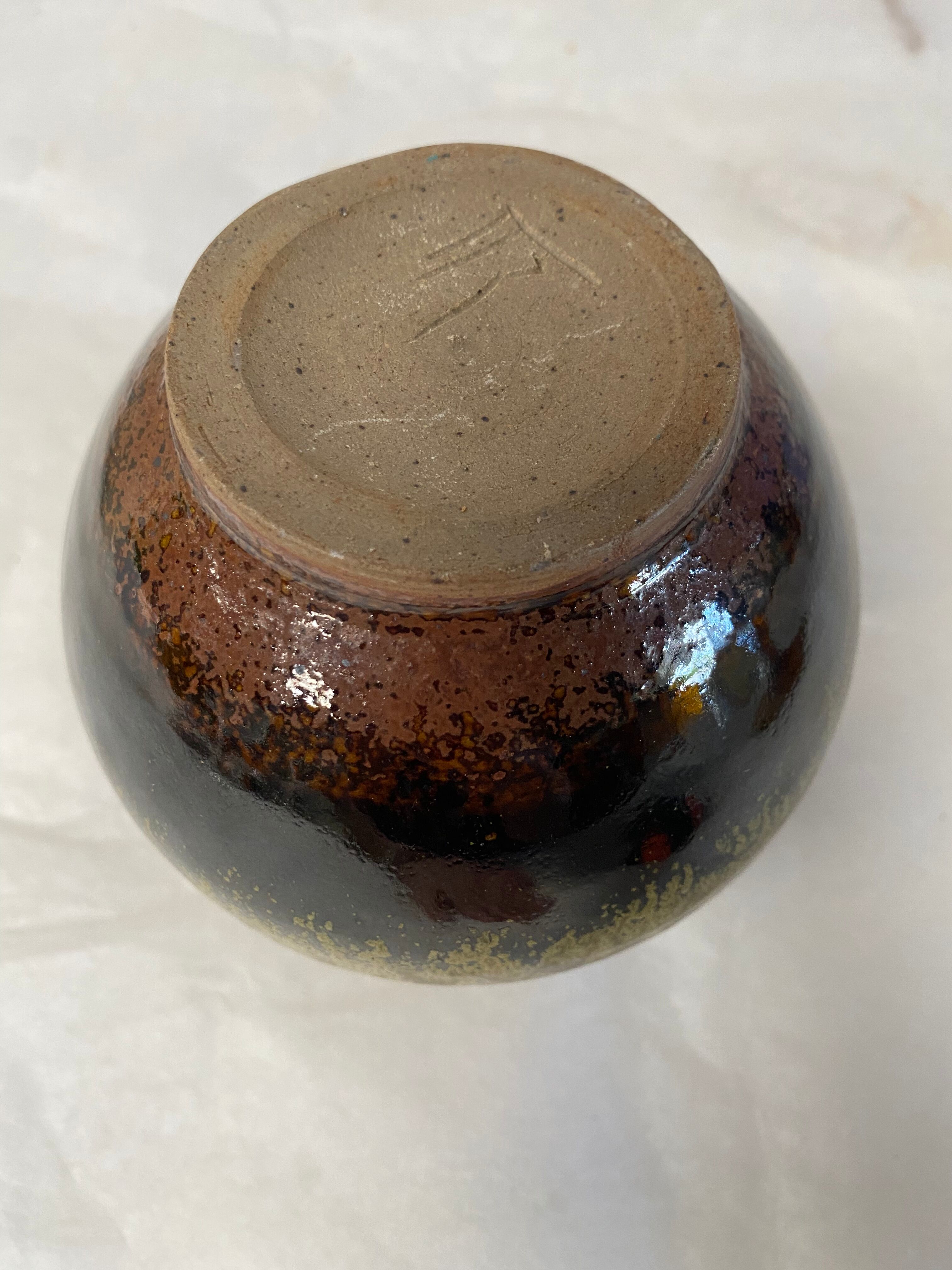 Vintage sandstone vase signed