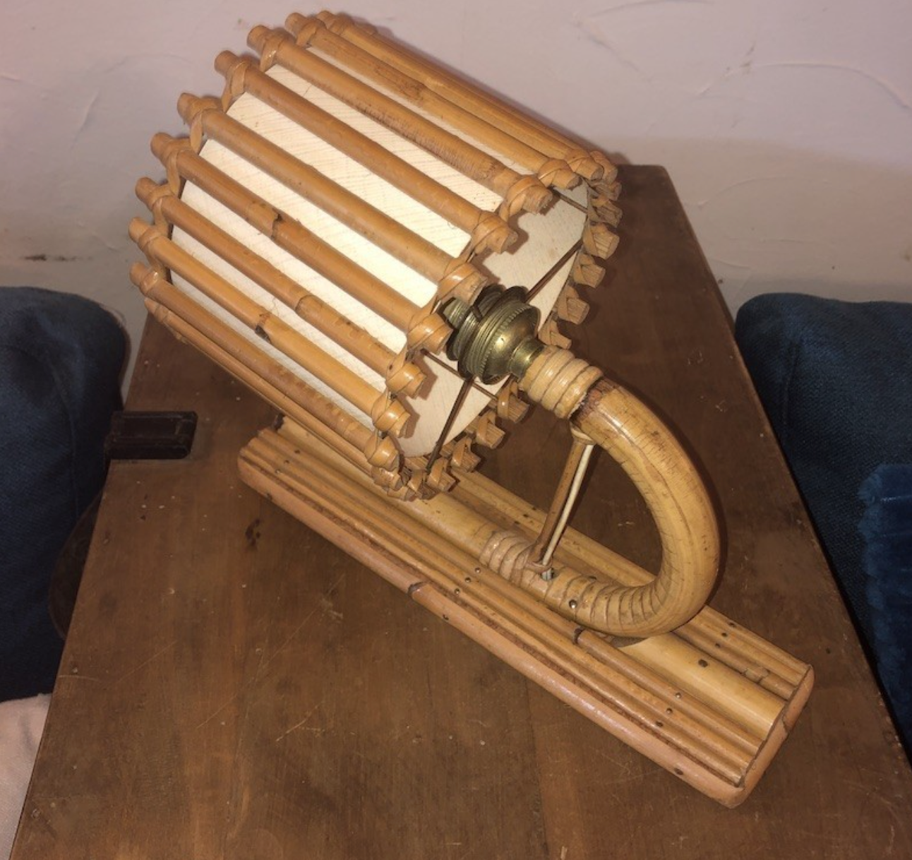 Vintage rattan wall lamp