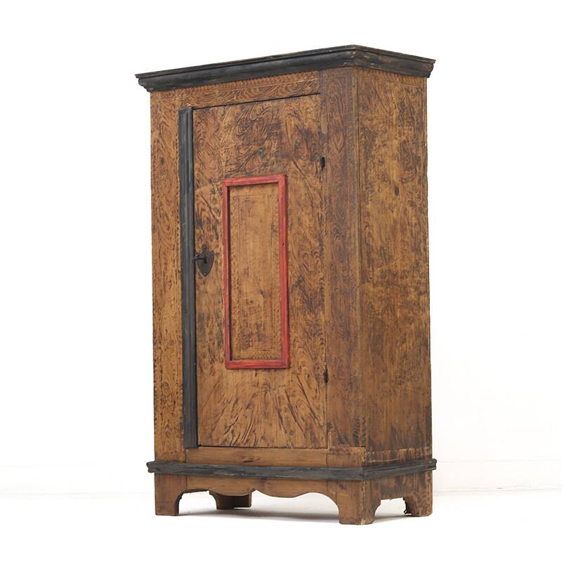 Primitive Rustic Farmhouse Folk Art Painted Bridal Cabinet
