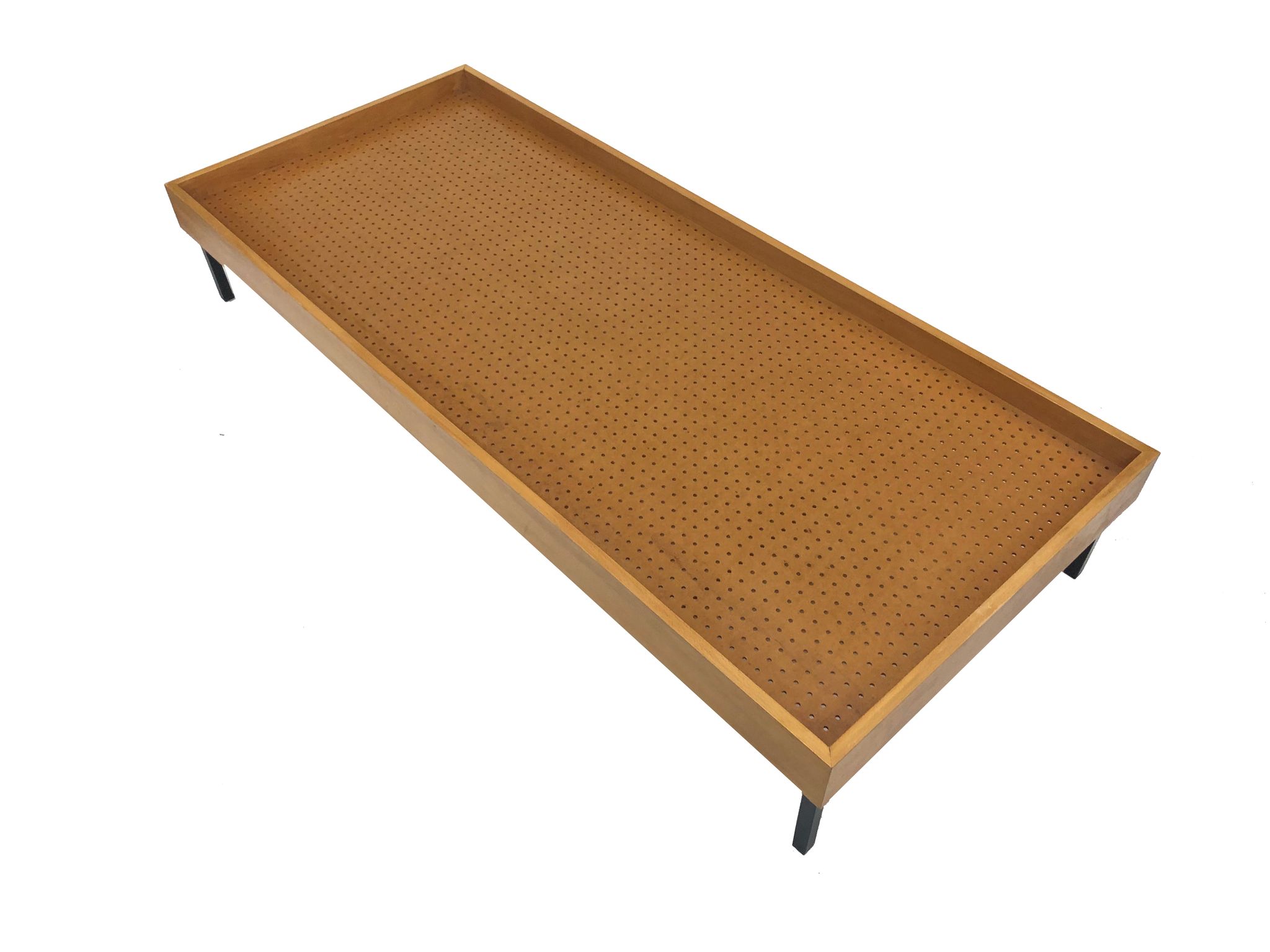 Lit d'appoint vintage en bouleau design métal années 60