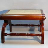 English colonial style ottoman, solid teak, with Viennese cane seat, mid-20th century.