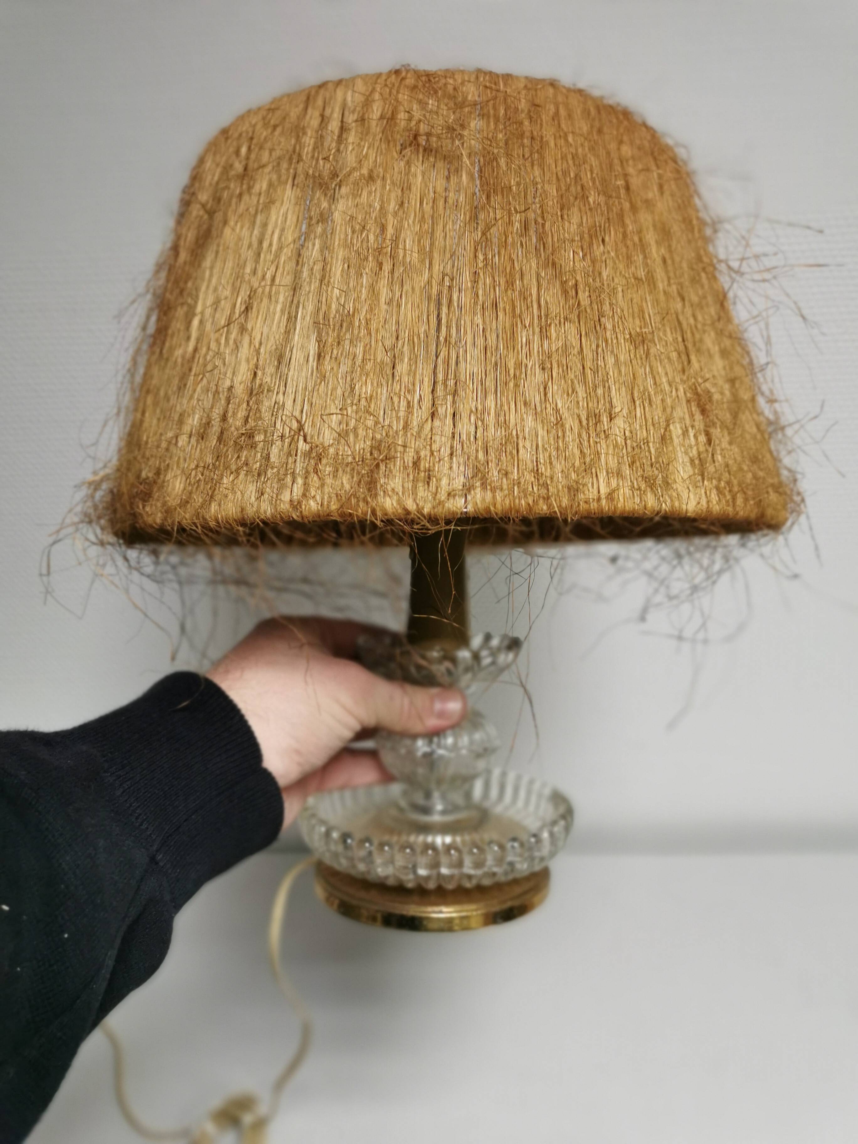Lampe vintage tiki bar abat jour en fibre naturelle