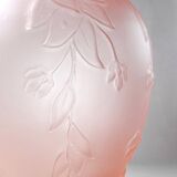 Large art deco style vase in molded/pressed pink glass paste