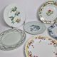 Set of 6 decorative French porcelain plates, floral and traditional designs, 25 cm