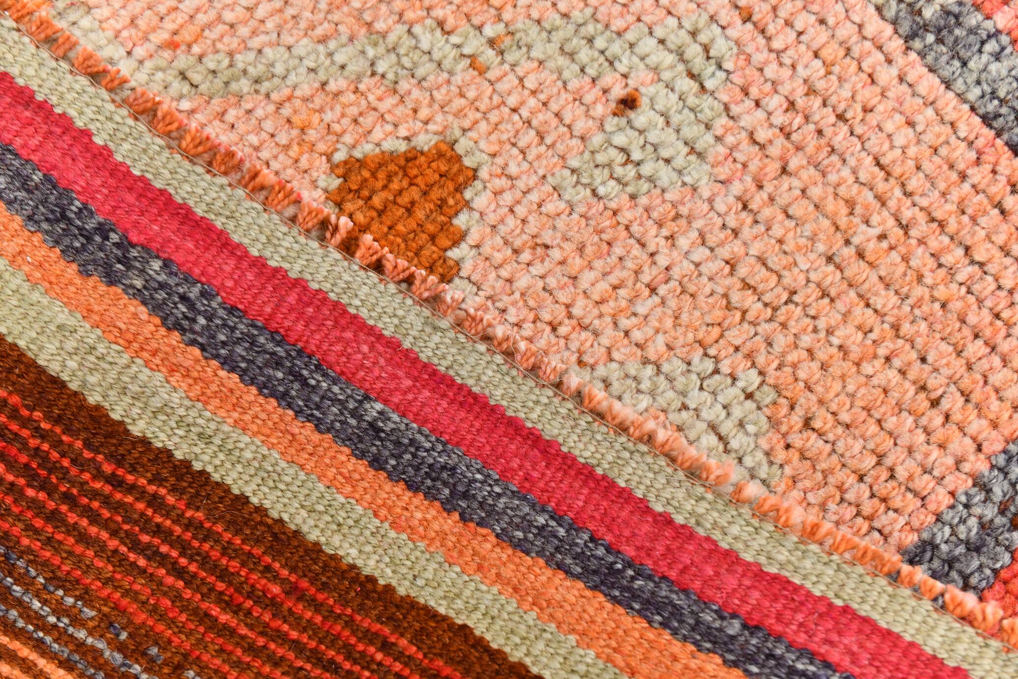 3x11 Turkish Pink & Orange Vintage Runner Rug, 95x345Cm