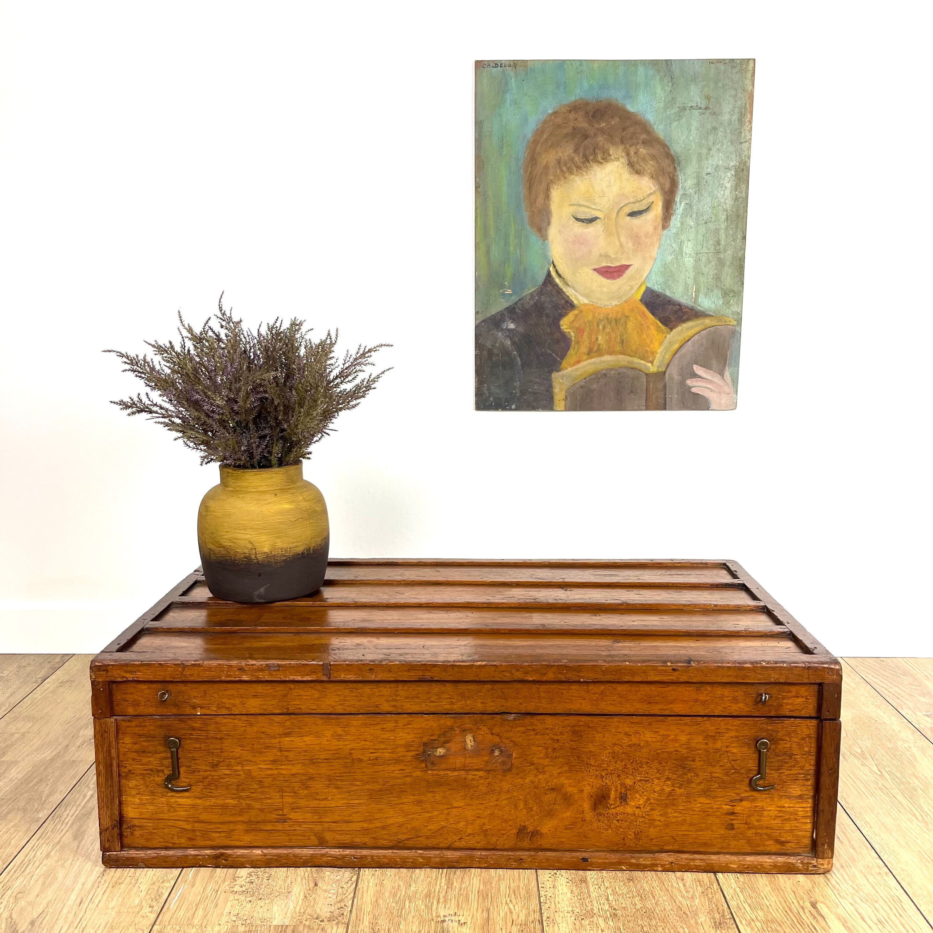 Old wooden travel chest