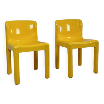 Model 4875 Chairs in Yellow by Carlo Bartoli for Kartell, 1980s New Old Stock, Set of 2