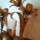 Pair of lily flower sconces in gilded metal design 60s
