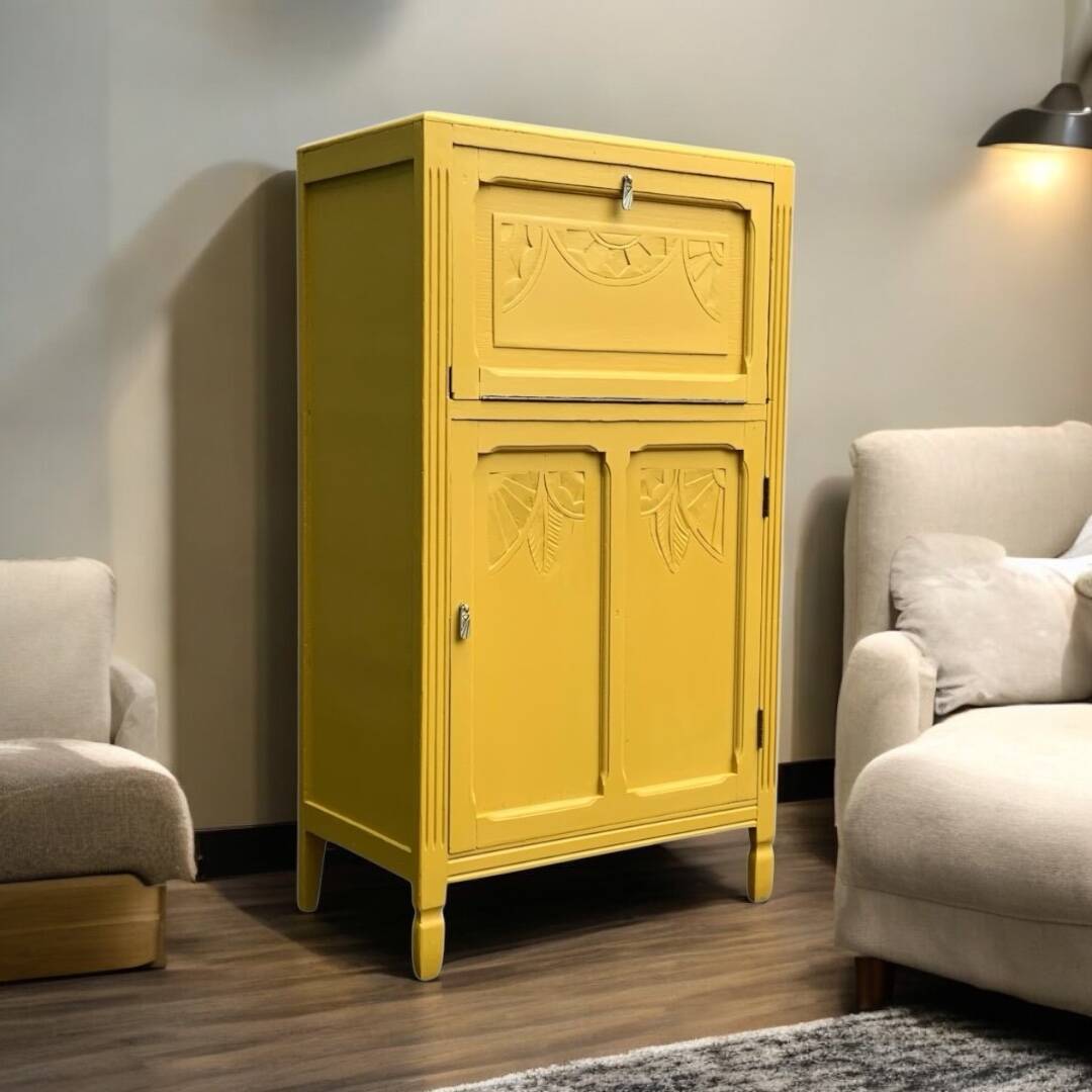 Parisian art deco buffet in yellow ochre