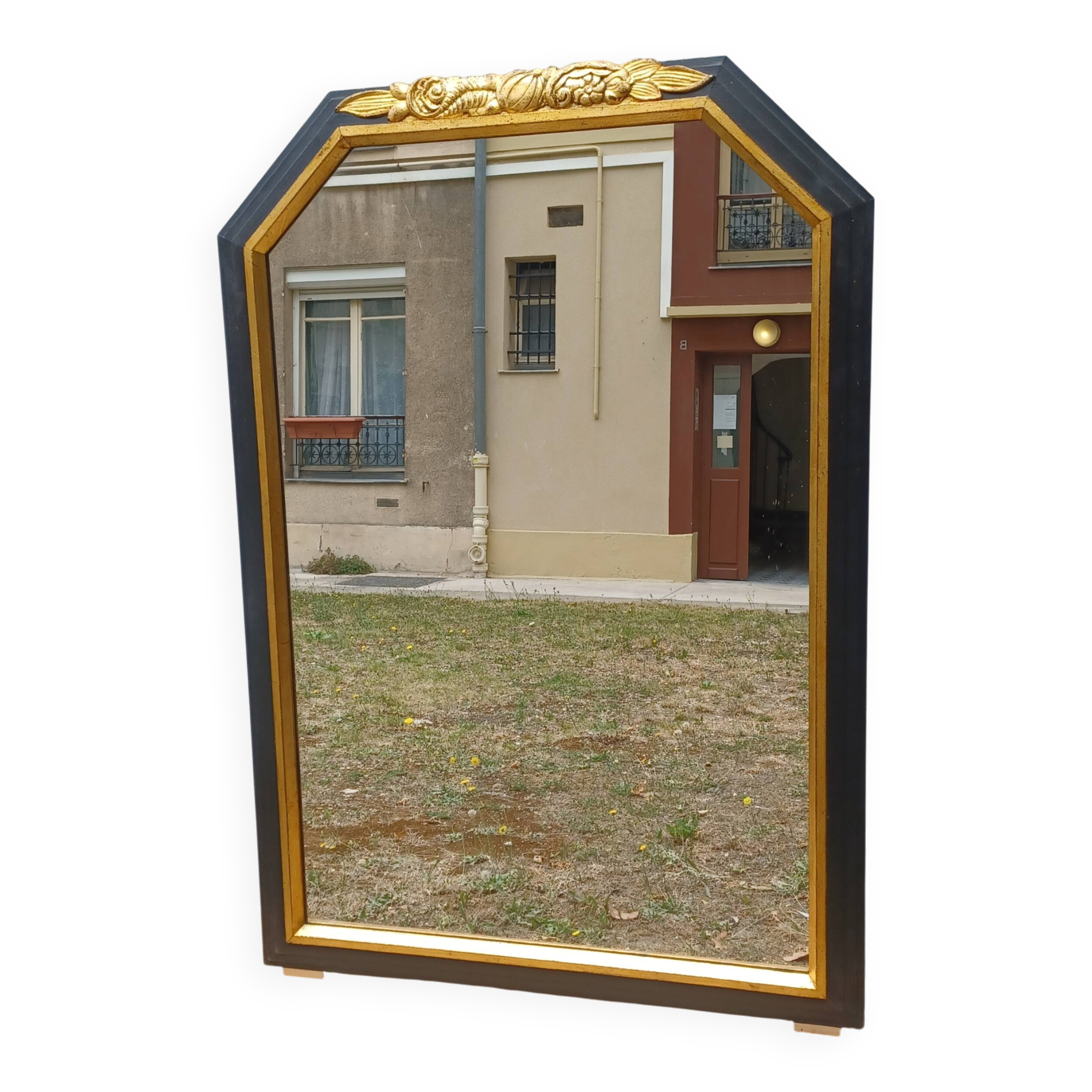 Black and gold art deco style mirror - 110cm x 78cm