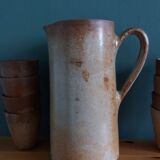 Cider or orangeade service, pitcher and glasses in stoneware from the 70s