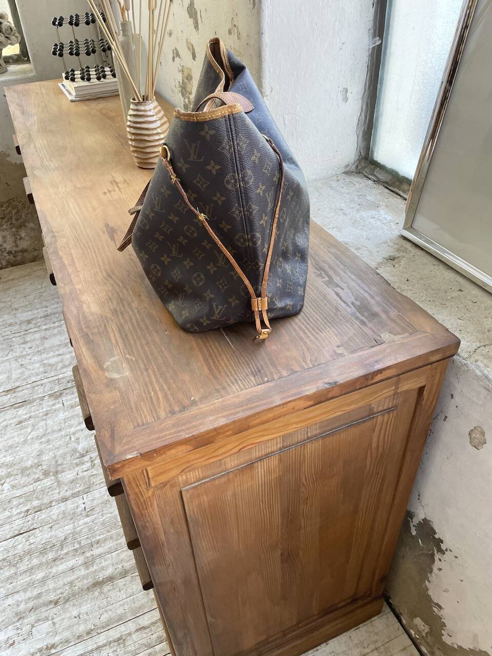 50s pitch pine haberdashery cabinet