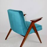 Fauteuil Bunny Vert Pétrole attribué à Józef Chierowski, 1970