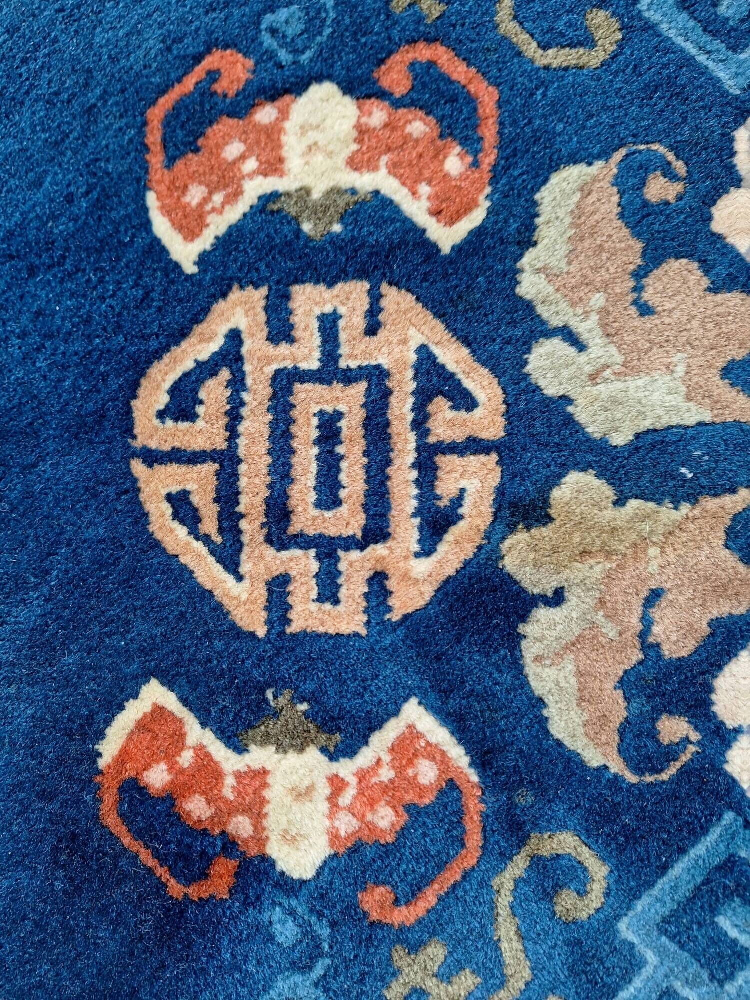 Art Deco Wool Handmade Rug Large 1920s with Bats