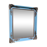 Former mirror frame painted blue and old gold 98cmx82cm
