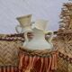 Spanish decorative donkey in raffia carrying two jars - 62 cm high - 1950