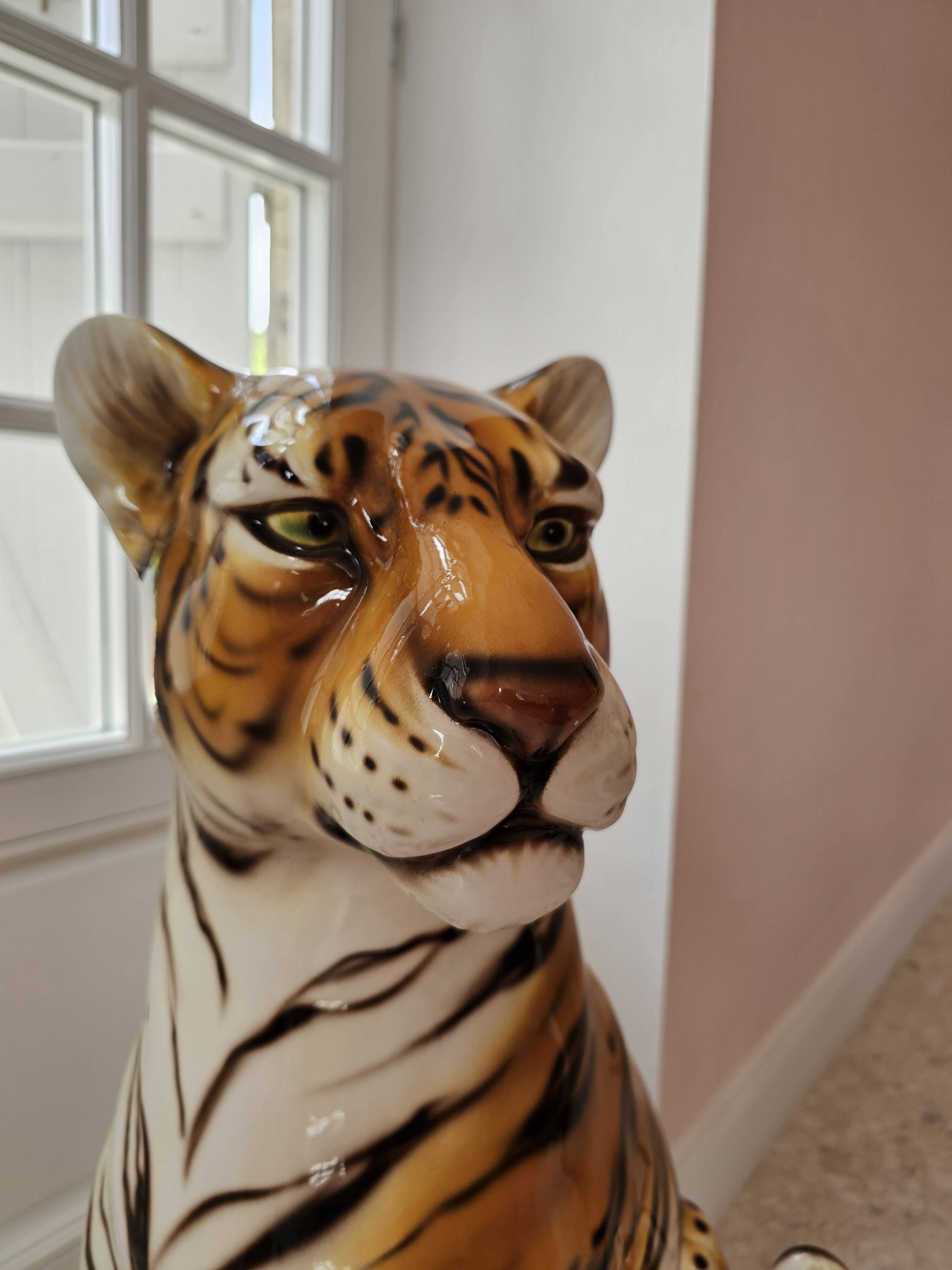 Ceramic sculpture tiger Modern Art Capodimonte