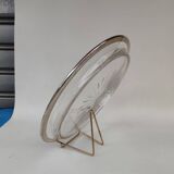 Cut crystal tray and solid silver rim.