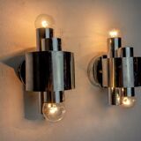Pair of wall lights from Sciolari, chrome-plated metal, Italy, 1970