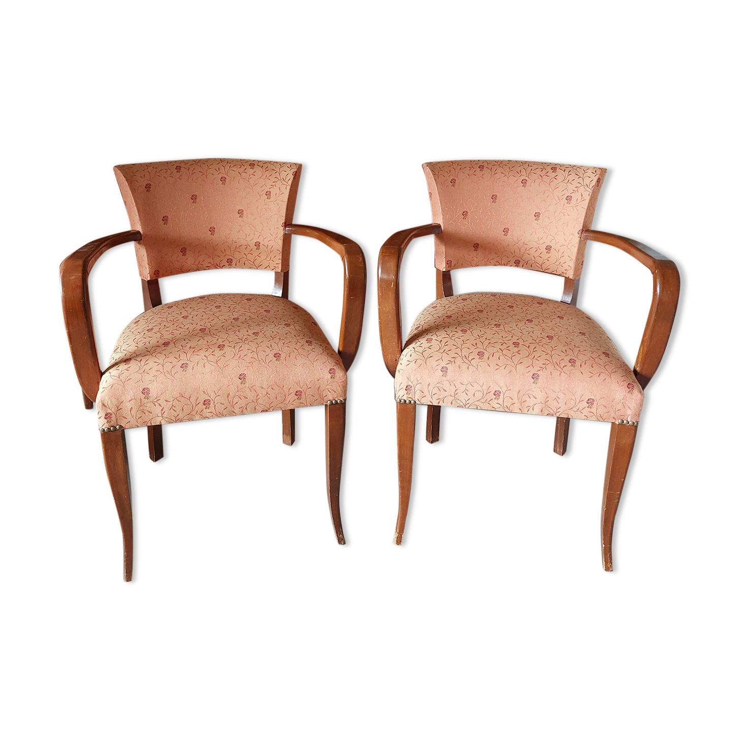 2 fauteuils bridge saumon