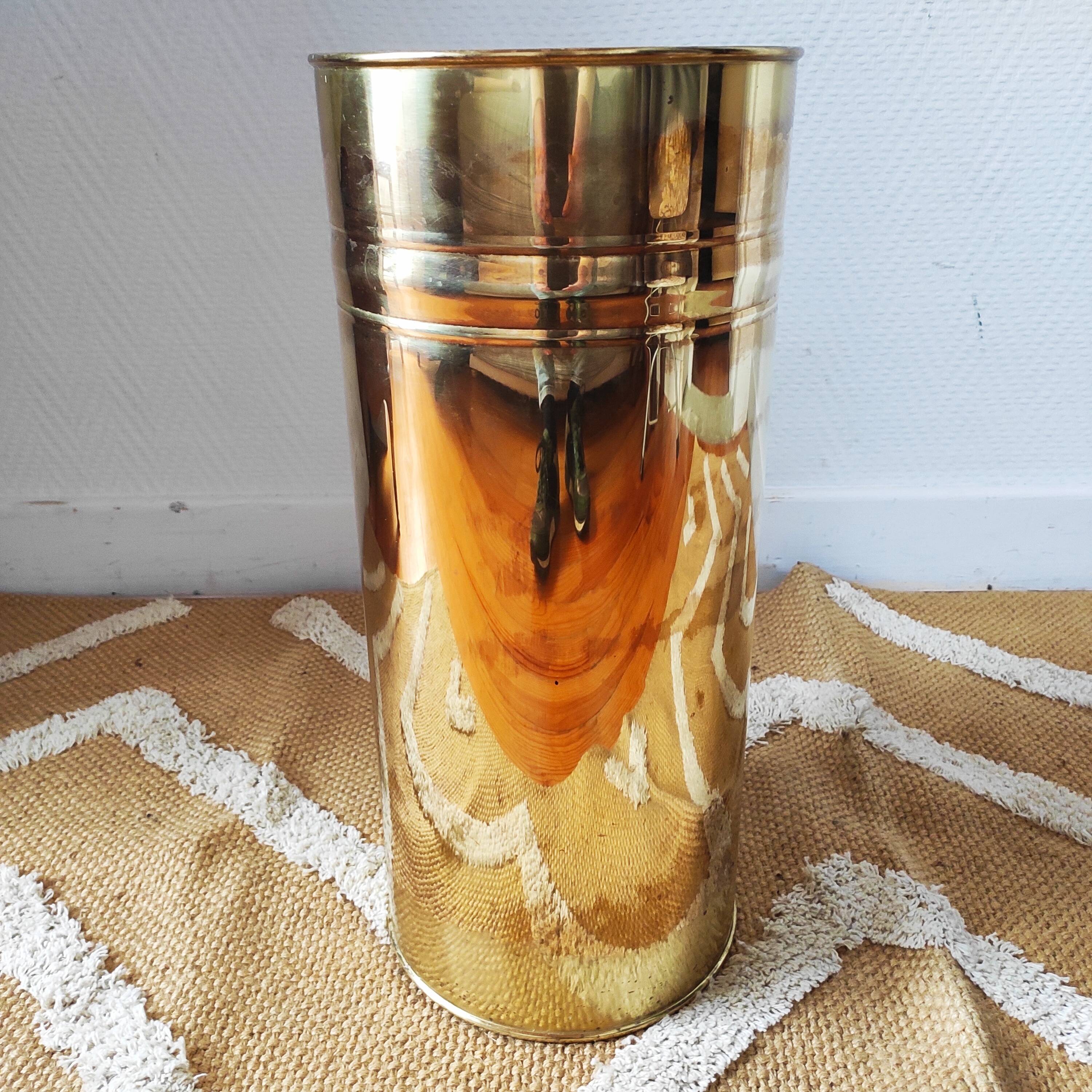 Vintage 1970s brass umbrella stand