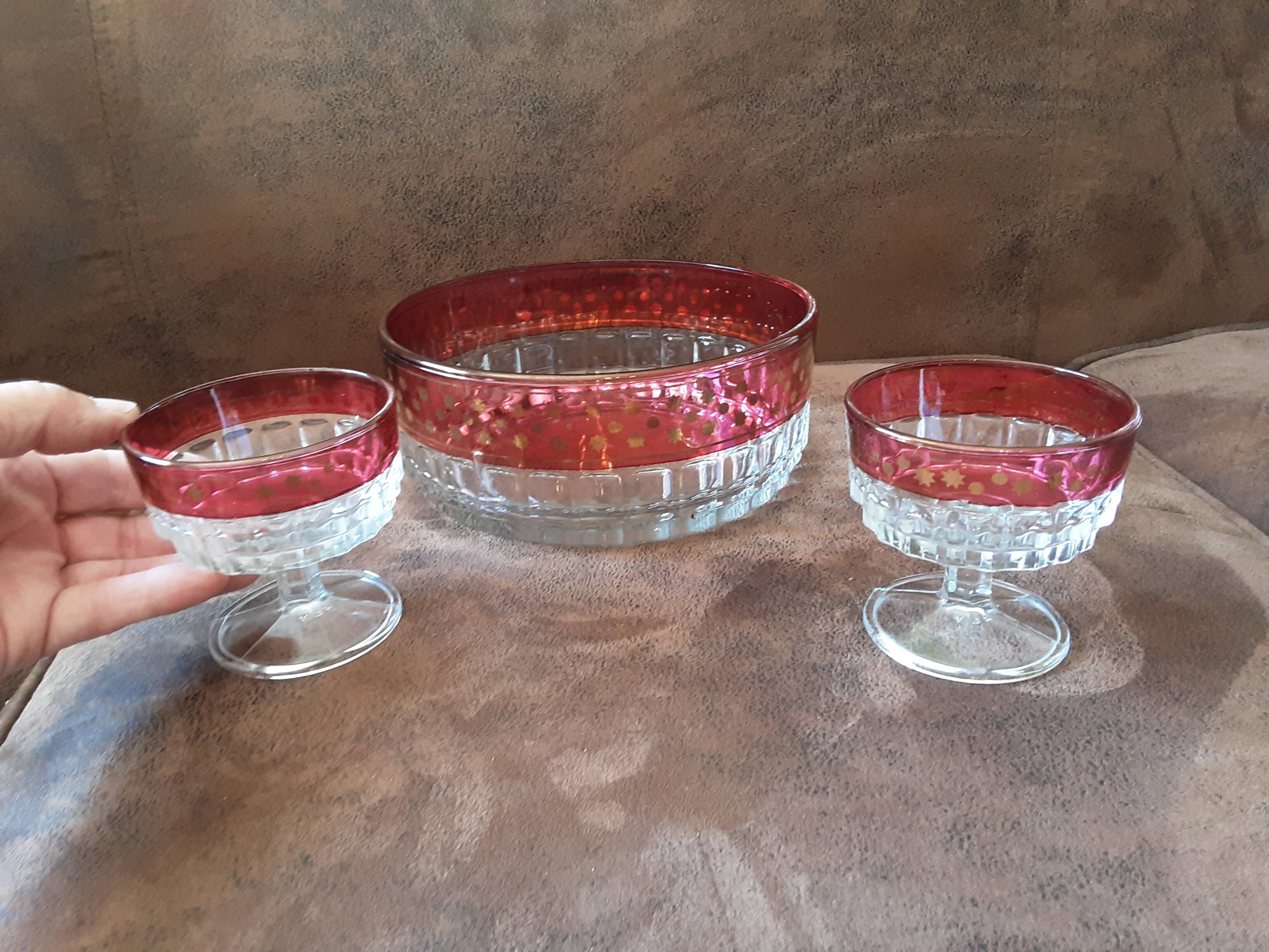 Salad bowl set and its 2 crystal cups