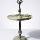 Rare display stand in green onyx and silver metal, Italy, vintage.