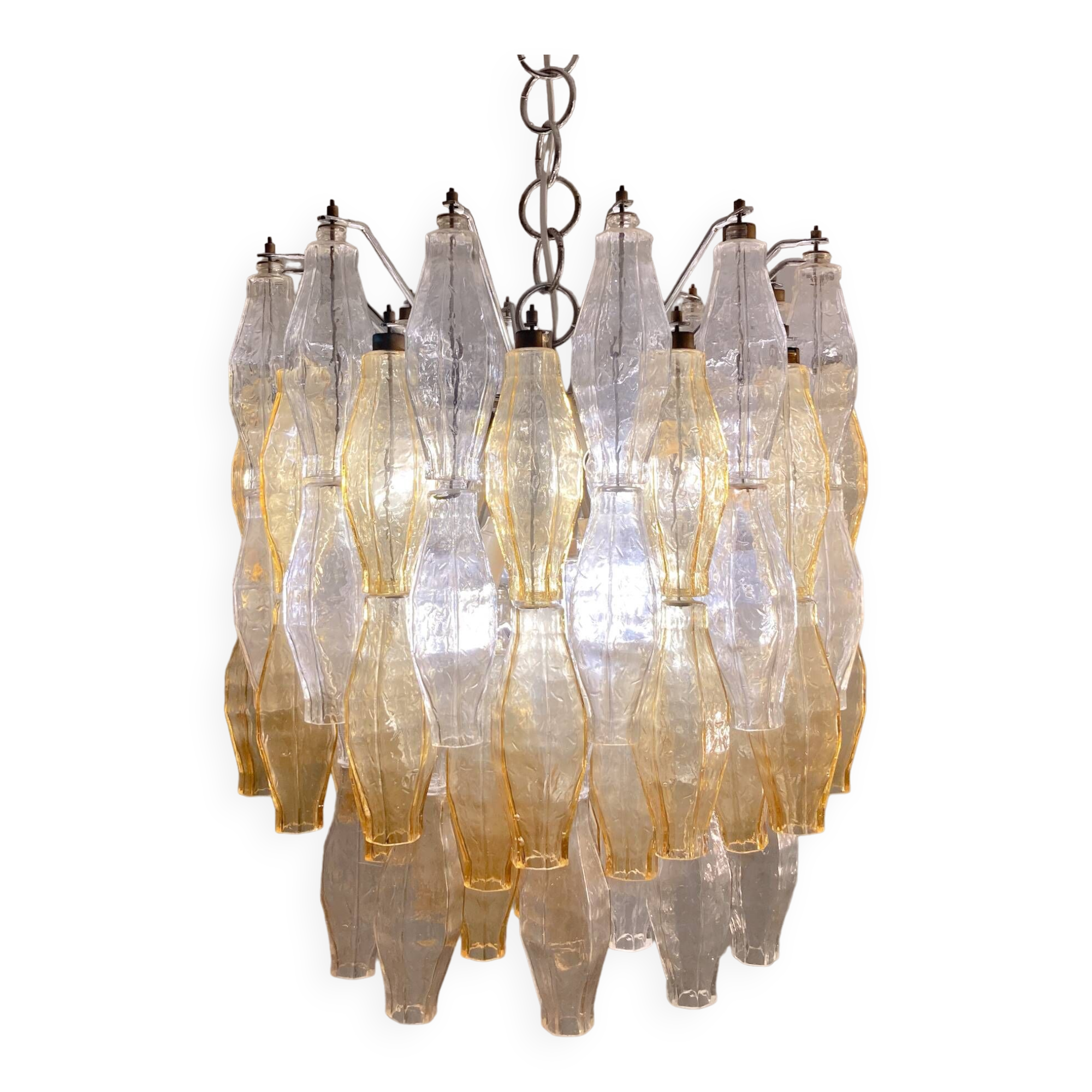 Mid-Century Murano Glass Chandelier "Polyhedr" by Carlo Scarpa for Venini, Italy, 1960s