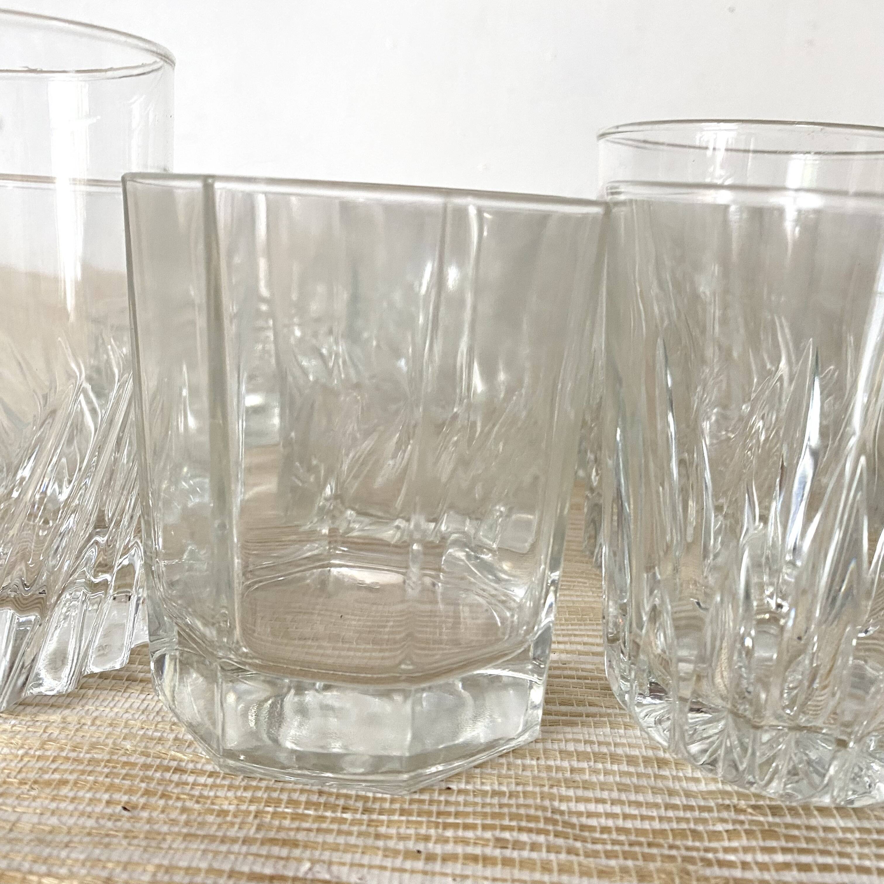 Whiskey glasses, mismatched water glasses