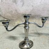 Pair of 2-branch metal candlesticks.