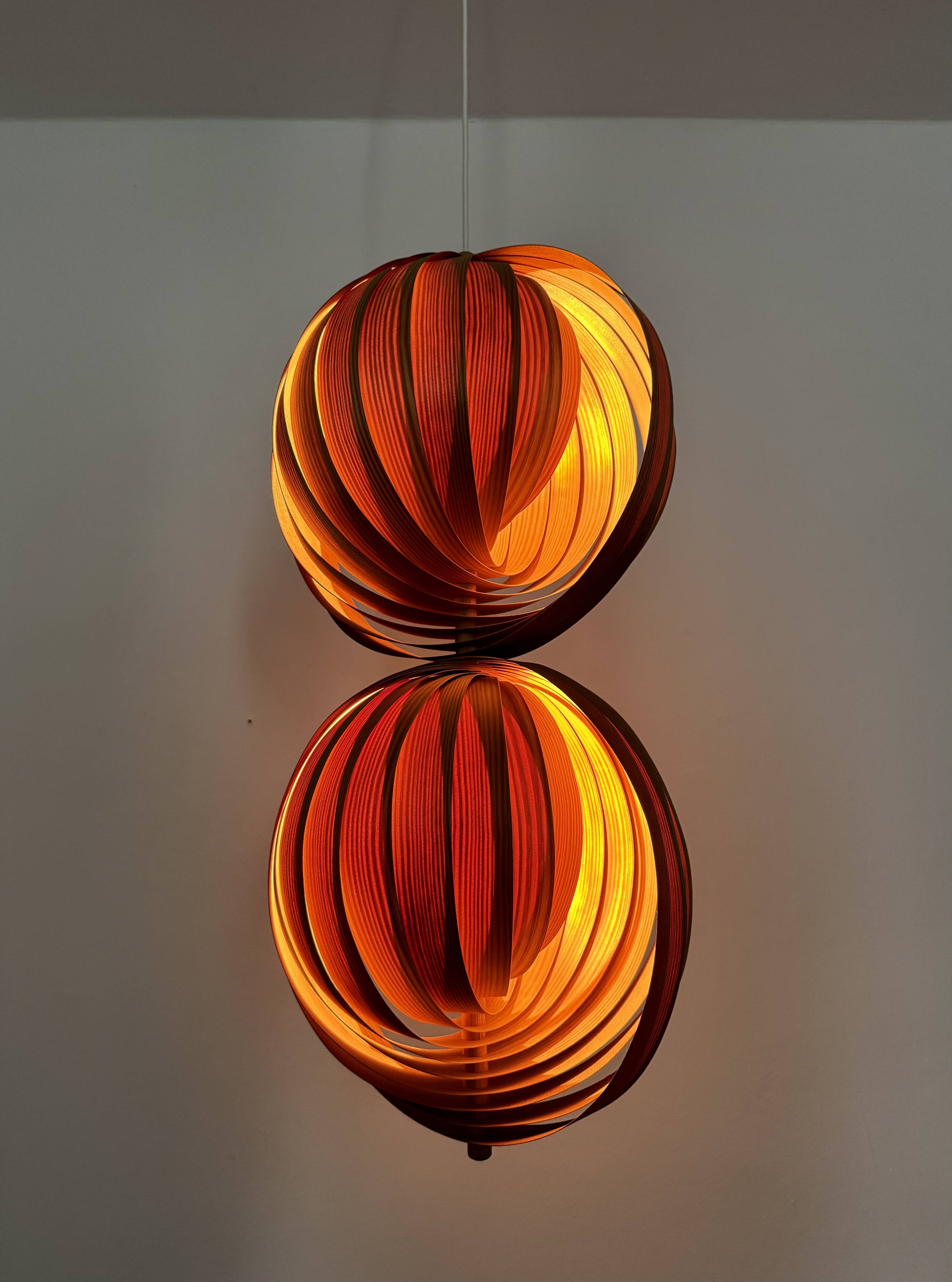Wooden Double Moon Pendant Lamp