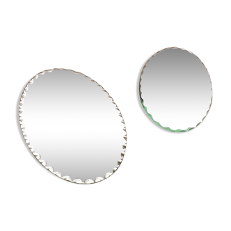 Set of 2 beveled oval mirrors to pose vintage