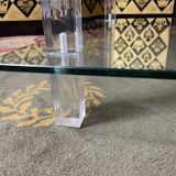 End of glass sofa and plexiglass