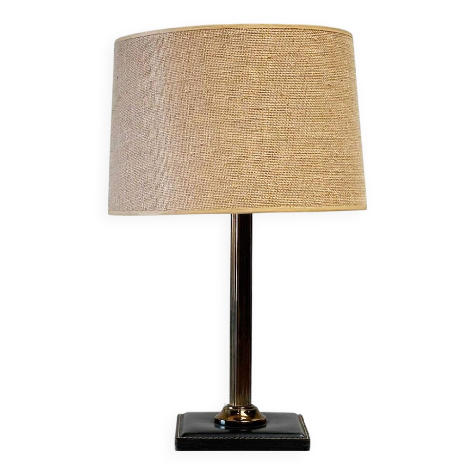 Black leather table lamp