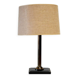 Black leather table lamp