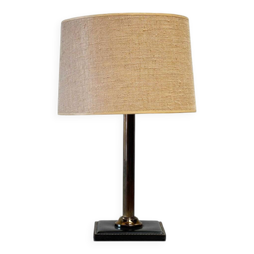 Black leather table lamp