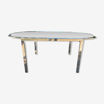 Grande table à repas extensible de Milo Baughman en chrome et verres teintés bleutés 1960