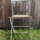 Vintage White Metal & Wood Folding Garden Chair