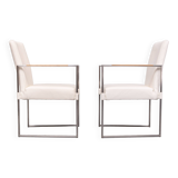 Bert Plantegie White Leather reclining Armchairs .